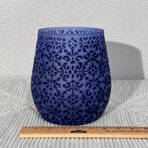 BoHo/Moroccan Blue Hurricane Candle Holders - Picture 2 of 4